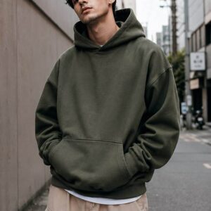 olive green hoodie streetwear outfit for men